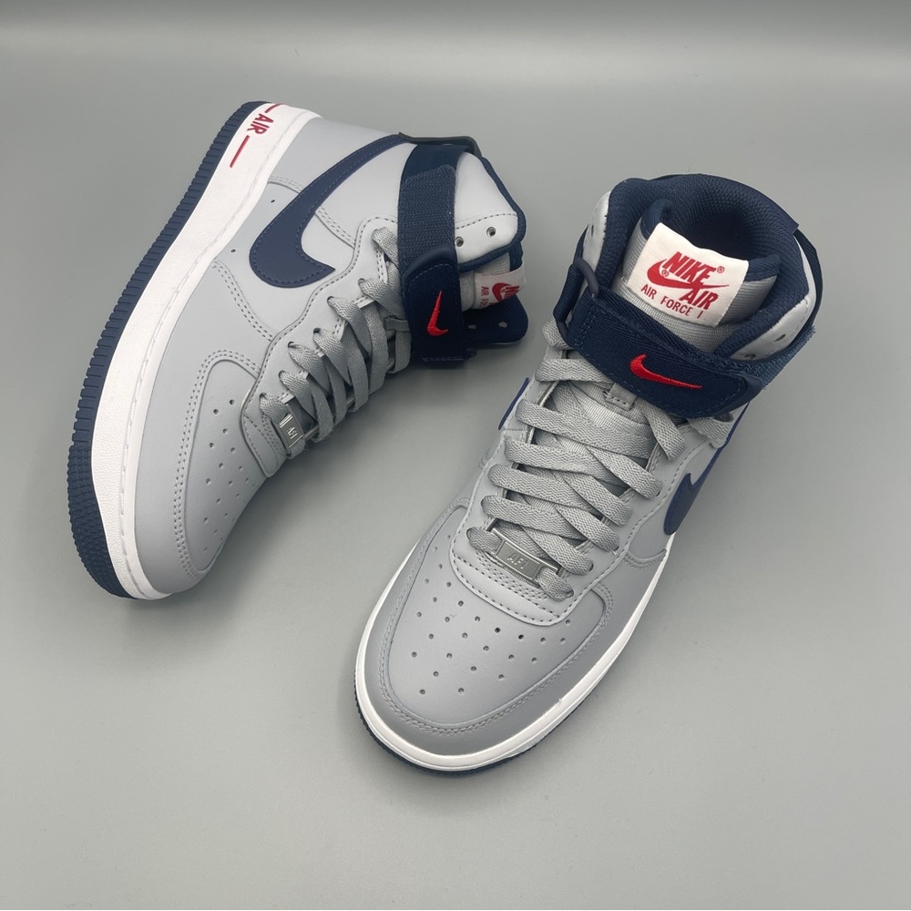 Nike Air Force 1 Hi QS Shoes "Patriots" Wolf Gray Navy / Size 7. - Picture 7 of 14